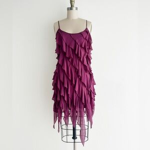 Bebe Silk chiffon Purple Mini slip dress Cocktail Dress